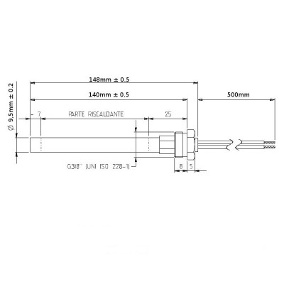 Aizdedze granulu krāsnīm MCZ, RED un citām, kopējais garums 148mm, 350W - Granulu krāsns rezerves daļas