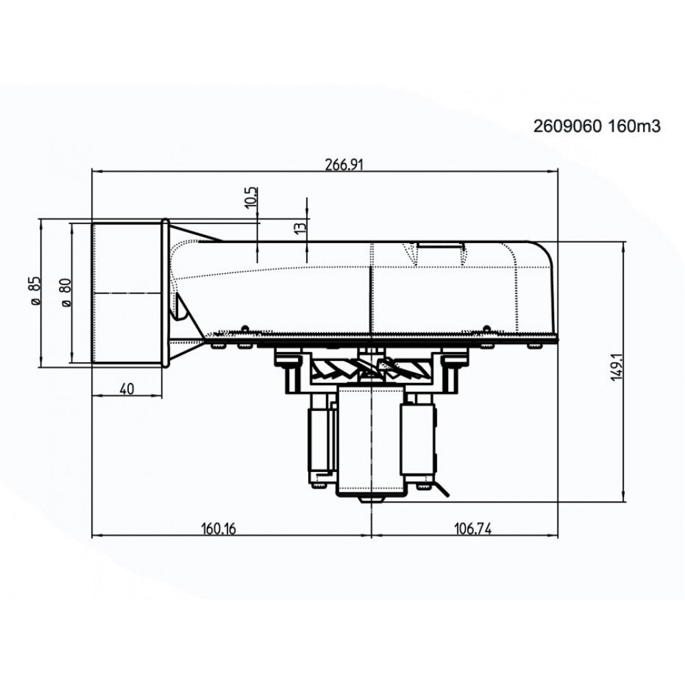 Dūmu nosūcējs ventilators 162m³/h 57W 310Pa | Ventilatori un pūtēji granulu krāsnīm | Granulu krāsns rezerves daļas |