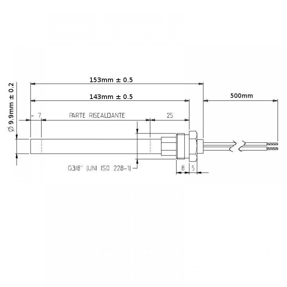 Aizdedze granulu krāsnīm Deville, Klover, MBZ un citām, kopējais garums 153mm, 250W | Aizdedzes granulu krāsnīm | Granulu krāsns rezerves daļas |