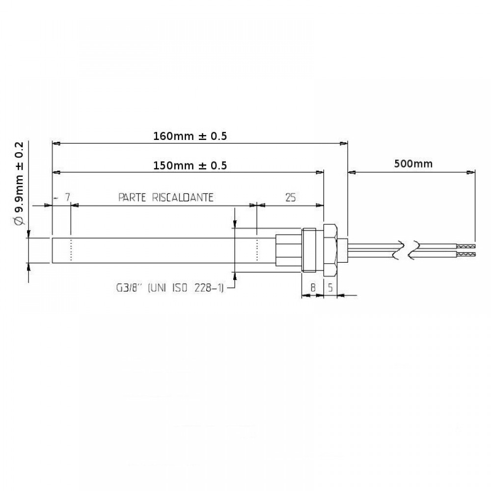 Aizdedze granulu krāsnīm Ungaro, Vibrok, Lincar, kopējais garums 160mm, 300W | Aizdedzes granulu krāsnīm | Granulu krāsns rezerves daļas |