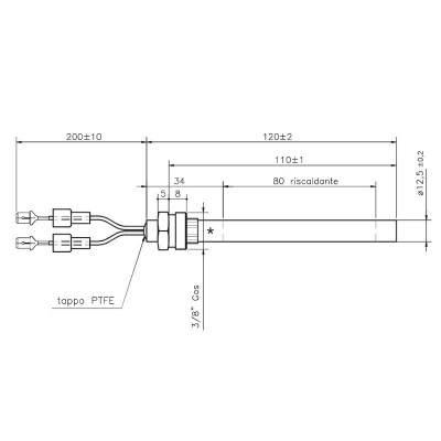 Aizdedze granulu krāsnīm Girolami, kopējais garums 120mm, 235W - Granulu krāsns rezerves daļas