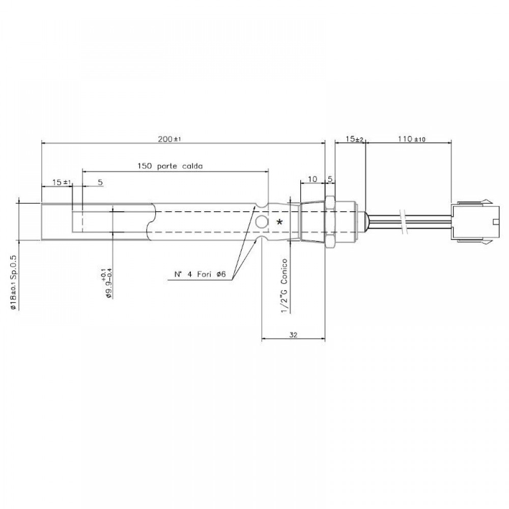 Aizdedze granulu degļiem Ferroli un citām, kopējais garums 190mm, 350W | Aizdedzes granulu degļiem | Granulu degļu rezerves daļas |