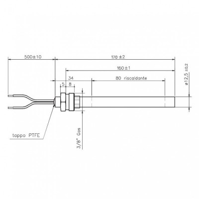 Aizdedze granulu krāsnīm BURNiT, Palazzetti, Royal, Pasqualicchio un citām, kopējais garums 170mm, 350W - Granulu krāsns rezerves daļas