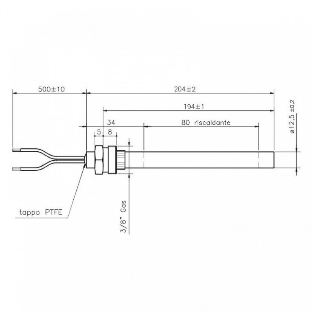 Aizdedze granulu krāsnīm, kopējais garums 204mm, 420W | Aizdedzes granulu krāsnīm | Granulu krāsns rezerves daļas |