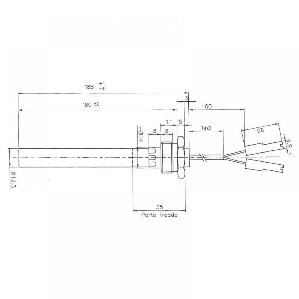 Aizdedze granulu krāsnīm Palazzetti un citām, kopējais garums 188mm, 350W | Aizdedzes granulu krāsnīm | Granulu krāsns rezerves daļas |