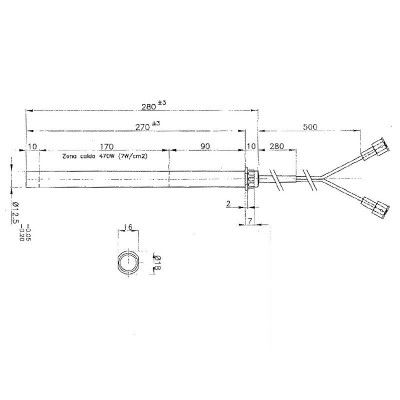 Aizdedze granulu krāsnīm Edilkamin un citām, kopējais garums 280mm, 470W - Granulu krāsns rezerves daļas