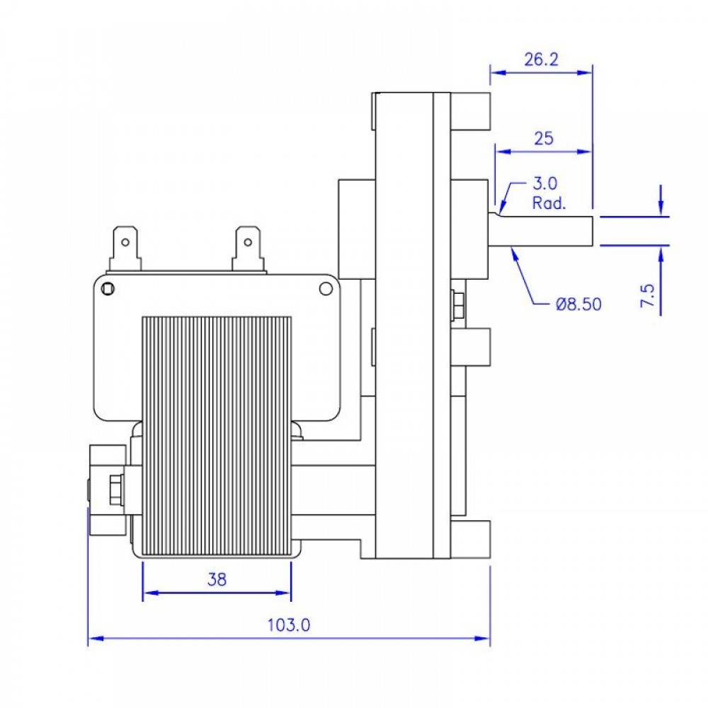 Reduktors Mellor FB1137, 4,75 RPM granulu krāsnīm Arce, Ecoteck, Emaflam, La Nordica, Ravelli u.c. | Zobratu motori | Granulu krāsns daļas |
