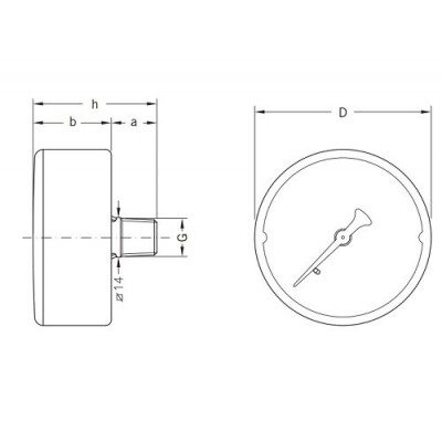 Axial manometer Cewal, Rear connection - Centrālā apkure