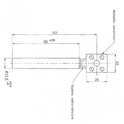 Aizdedze granulu krāsnīm Eurofiamma, Arce un citām, garums 80mm, 250W - Granulu krāsns rezerves daļas