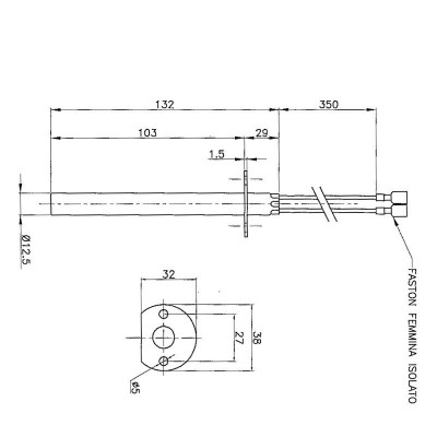 Aizdedze granulu krāsnīm Enviro, kopējais garums 132mm, 400W - Granulu krāsns rezerves daļas