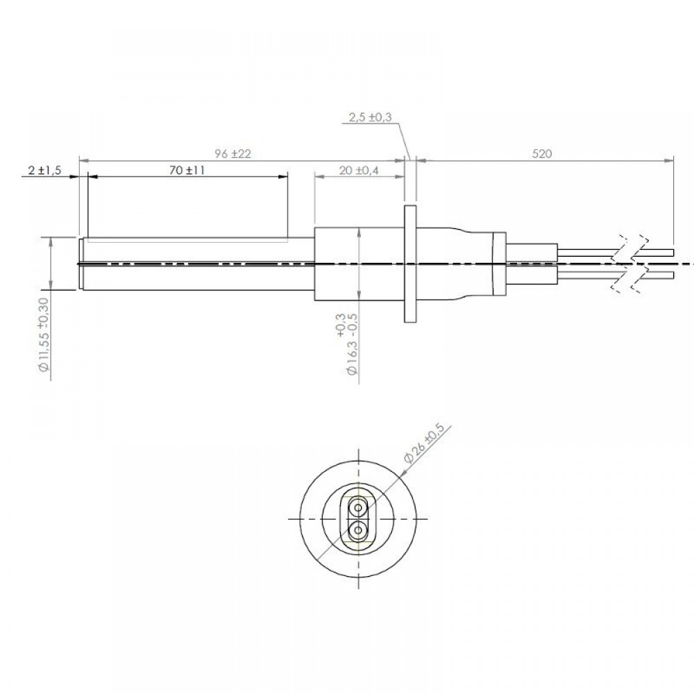Keramikas aizdedze granulu krāsnīm, kopējais garums 107mm, 260W | Aizdedzes granulu krāsnīm | Granulu krāsns rezerves daļas |
