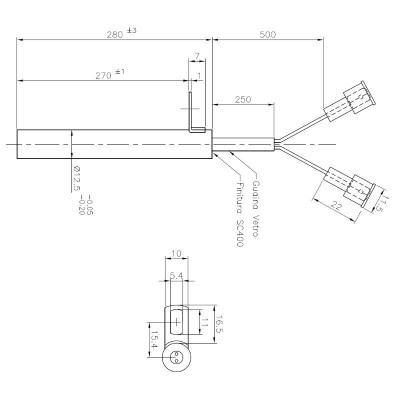 Aizdedze granulu krāsnīm Edilkamin un citām, kopējais garums 280mm, 470W - Granulu krāsns rezerves daļas