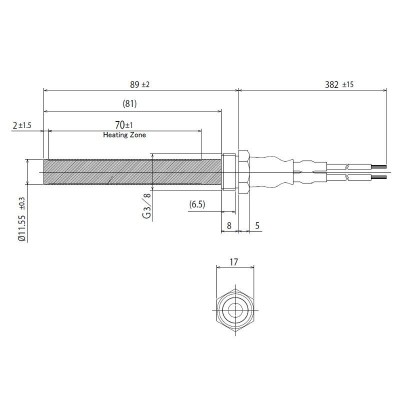 Keramikas aizdedze granulu krāsnīm BURNiT, Deville un citām, kopējais garums 94mm, 300W - Aizdedzes granulu krāsnīm