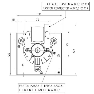Tangenciālais ventilators Fergas granulu krāsnīm Cadel un citām ar Ø80 mm, plūsma 305 m³/h - Ventilatori un pūtēji granulu krāsnīm