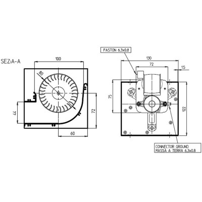 Tangenciālais ventilators granulu kamīniem Eva Calor, Sideros un citi, ar Ø80 mm, plūsma 250 m³/h - Ventilatori un pūtēji granulu krāsnīm