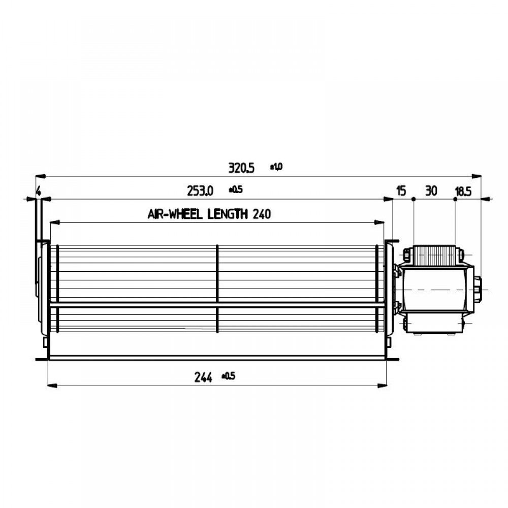 Tangenciālais ventilators Fergas granulām Ecoteck, Karmek One, Ravelli un citiem ar Ø60 mm, plūsma 220 m³/h | Ventilatori un pūtēji | Granulu krāsns daļas |