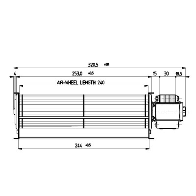 Tangenciālais ventilators Fergas granulām Ecoteck, Karmek One, Ravelli un citiem ar Ø60 mm, plūsma 220 m³/h - Preču salīdzināšana