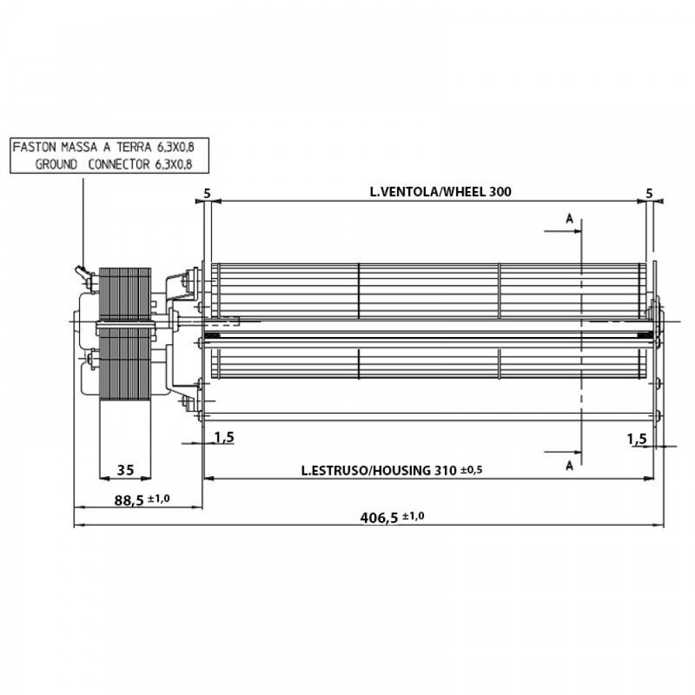 Tangenciālais ventilators ar Ø80 mm, plūsma 175/195 m³/h | Ventilatori un pūtēji | Granulu krāsns daļas |