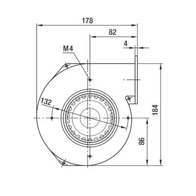 Centrbēdzes ventilators EBM granulu krāsnīm Clam, plūsma 265 m³/h - EBM