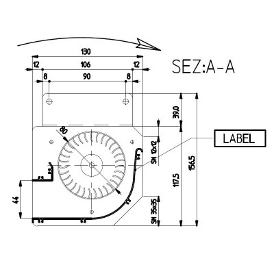 Tangenciālais ventilators granulu krāsnīm Edilkamin un citām ar Ø80 mm, plūsma 485 m³/h - Granulu krāsns rezerves daļas