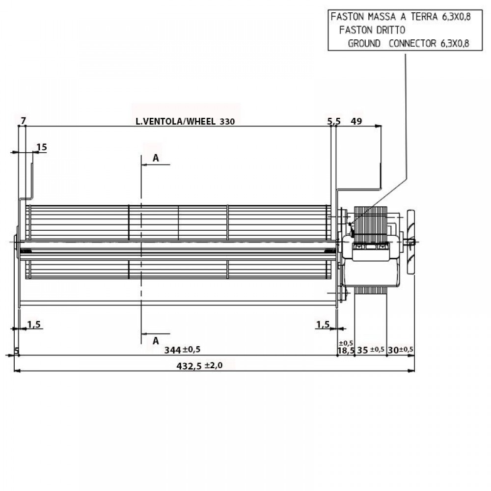 Tangenciālais ventilators granulu krāsnīm Edilkamin un citām ar Ø80 mm, plūsma 485 m³/h | Ventilatori un pūtēji | Granulu krāsns daļas |