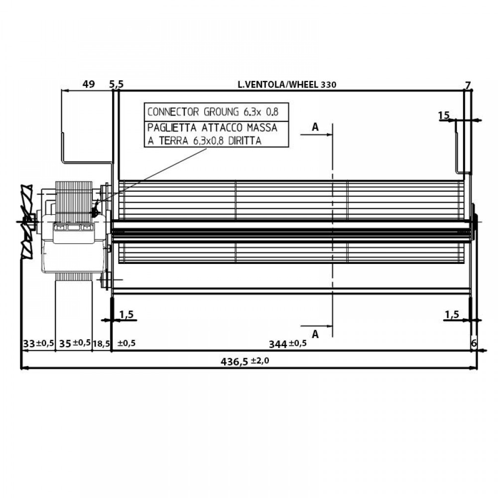 Tangenciālais ventilators Fergas granulu krāsnīm Edilkamin un citām ar Ø80 mm, plūsma 410 m³/h | Ventilatori un pūtēji | Granulu krāsns daļas |
