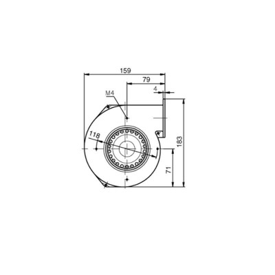 Centrbēdzes ventilators EBM granulu krāsnīm, plūsma 155 m³/h - EBM