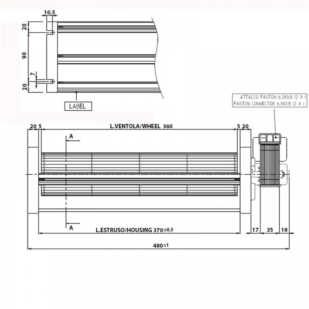 Tangenciālais ventilators granulu krāsnīm ar Ø80 mm, plūsma 251-302 m³/h | Ventilatori un pūtēji | Granulu krāsns daļas |