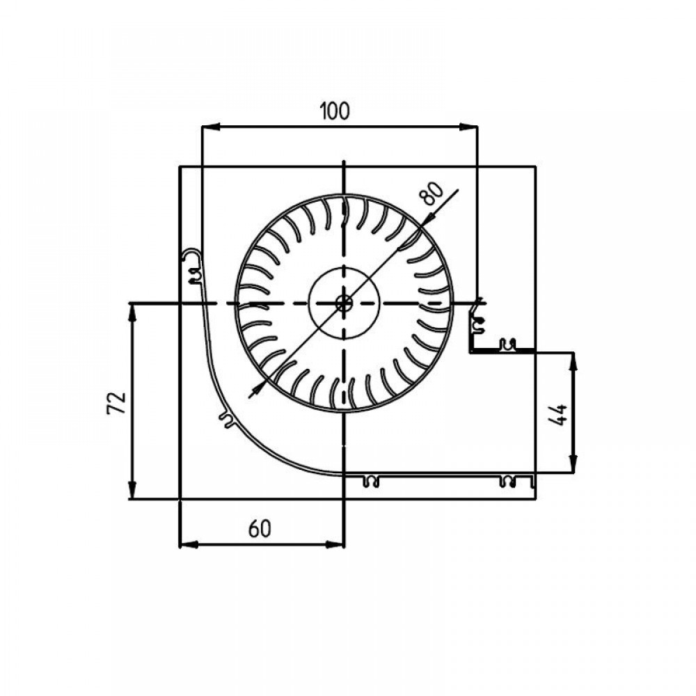 Tangenciālais ventilators ar Fergas granulu krāsnīm Ø80 mm, plūsma 251-302 m³/h | Ventilatori un pūtēji | Granulu krāsns daļas |