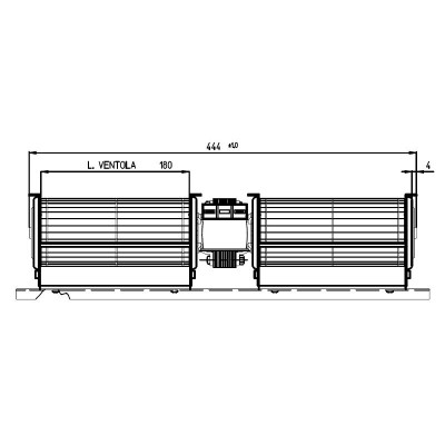 Divkāršs šķērsplūsmas ventilators Fergas granulu krāsnīm ar Ø60 mm, plūsma 168 m³/h, 360 mm - Fergas