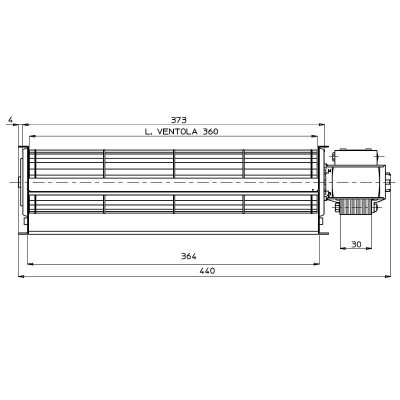 Tangenciālais ventilators Fergas granulu krāsnīm Ferroli, Lincar, Olimpia Splendid un citām ar Ø60 mm, plūsma 210 m³/h - Granulu krāsns rezerves daļas