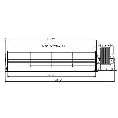 Tangenciālais ventilators Fergas granulu krāsnīm Superior un citām, ar Ø60 mm, plūsma 290 m³/h - Granulu krāsns rezerves daļas