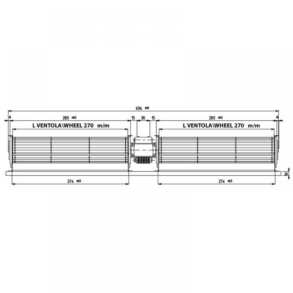 Divkāršs šķērsplūsmas ventilators Fergas granulu krāsnīm, Ø60 mm, plūsma 248 m³/h | Ventilatori un pūtēji | Granulu krāsns daļas |