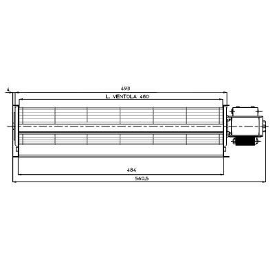 Tangenciālais ventilators Fergas granulu krāsnīm Edilkamin, Cadel un citi ar Ø60 mm, plūsma 250 m³/h - Granulu krāsns rezerves daļas