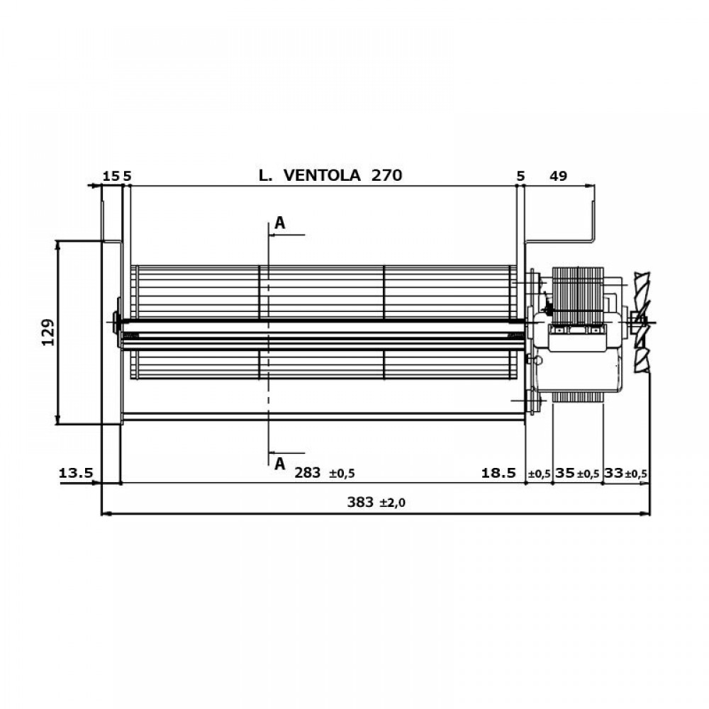 Tangenciālais ventilators Fergas granulu krāsnīm Edilkamin un citām ar Ø80 mm, plūsma 337 m³/h | Ventilatori un pūtēji | Granulu krāsns daļas |