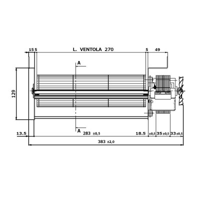 Tangenciālais ventilators Fergas granulu krāsnīm Edilkamin un citām ar Ø80 mm, plūsma 337 m³/h - Granulu krāsns rezerves daļas