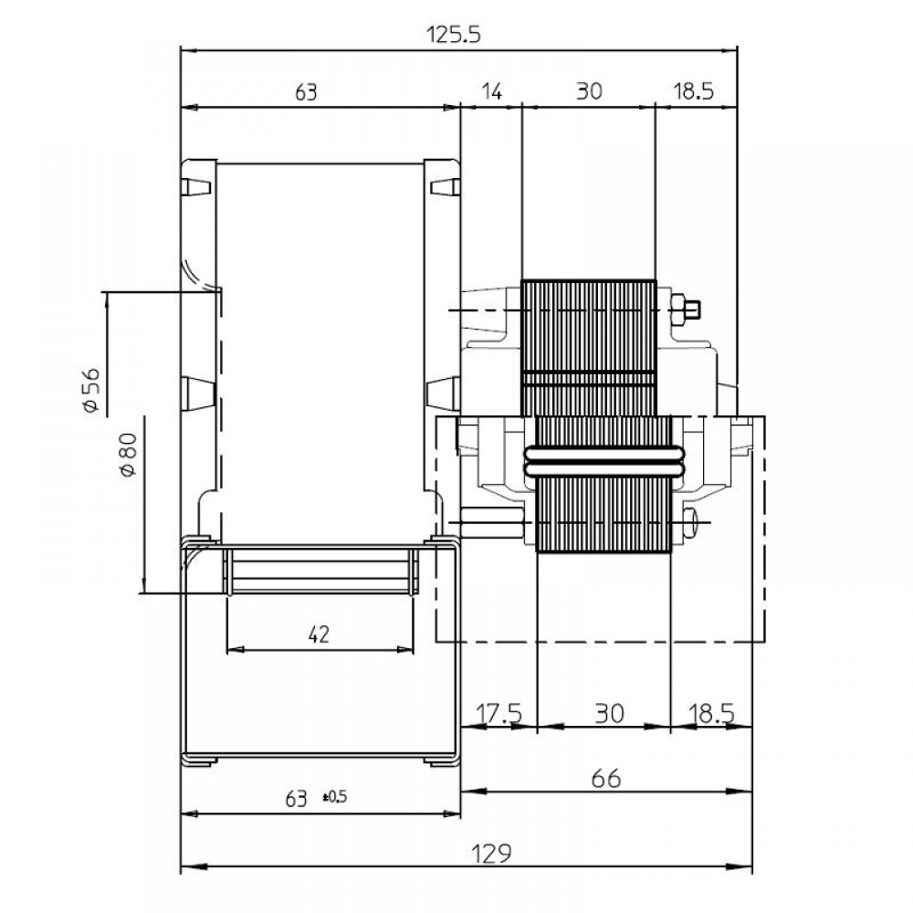 Centrbēdzes ventilators Fergas, plūsma 121 m³/h | Ventilatori un pūtēji | Granulu krāsns daļas |