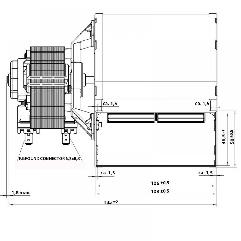 Centrbēdzes ventilators EBM, plūsma 210 m³/h | Ventilatori un pūtēji | Granulu krāsns daļas |