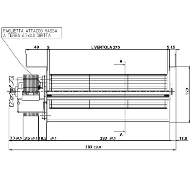 Tangenciālais ventilators Fergas priekš Edilkamin, Italiana Camini un citiem ar Ø80 mm, plūsma 337 m³/h - Granulu krāsns rezerves daļas