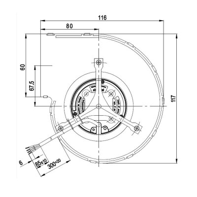 Centrbēdzes ventilators EBM granulu krāsnīm Anselmo Cola, Cadel, Deville, Edilkamin, Evacalor, Ferroli, MCZ, Moretti Design, La Nordica, Palazzetti, Sicalor un citām, plūsma 390 m³/h - Granulu krāsns rezerves daļas