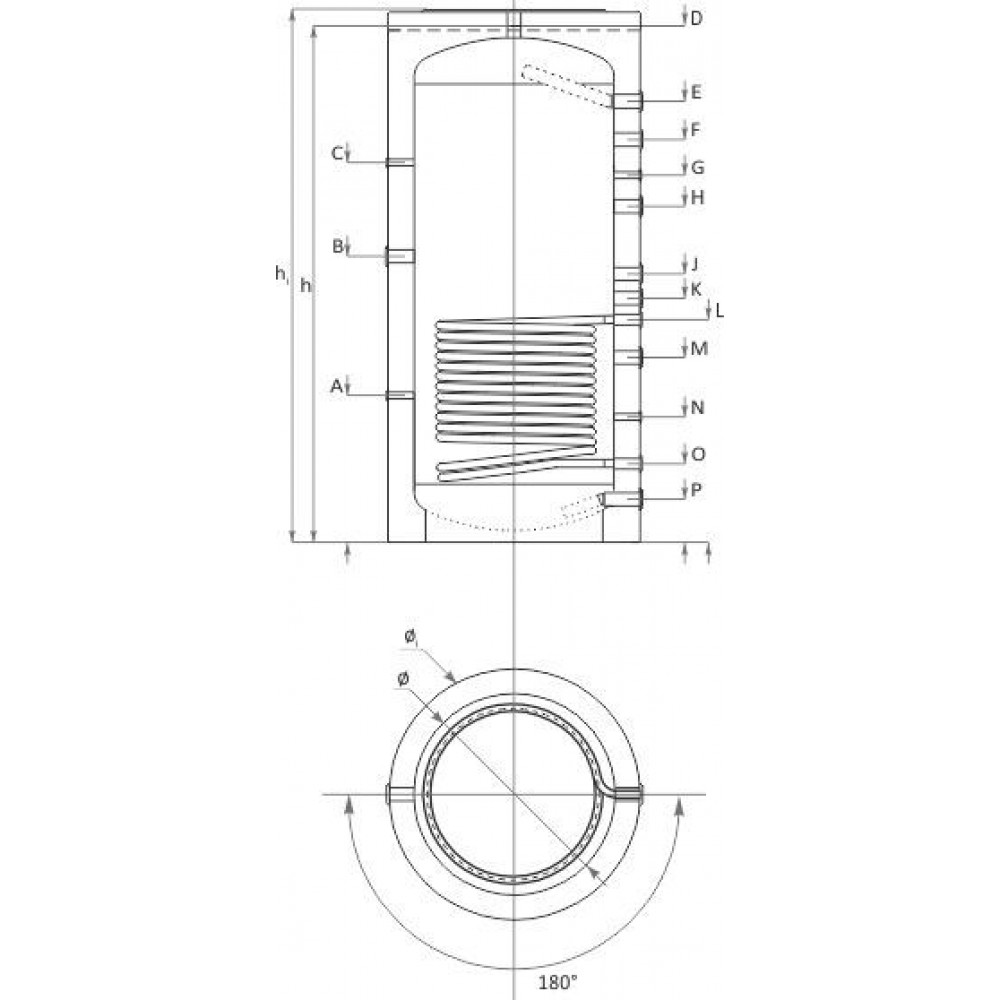 Buffer Tank Sunsystem, Model PR 800, Capacity 800L, One heat exchange coil Vessel | Buffer Tanks | DHW Cylinders & Buffers |