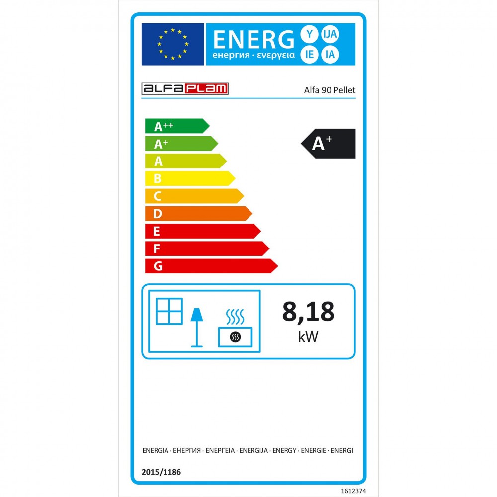 Granulu plīts Alfa Plam Alfa 90 Pelet, Antracīts, 8.18 kW | Granulu plītis | Granulas |