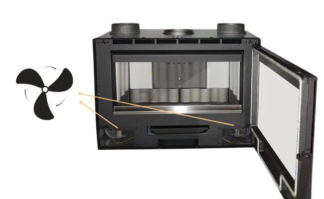 Iebūvēts ventilators malkas kamīnā