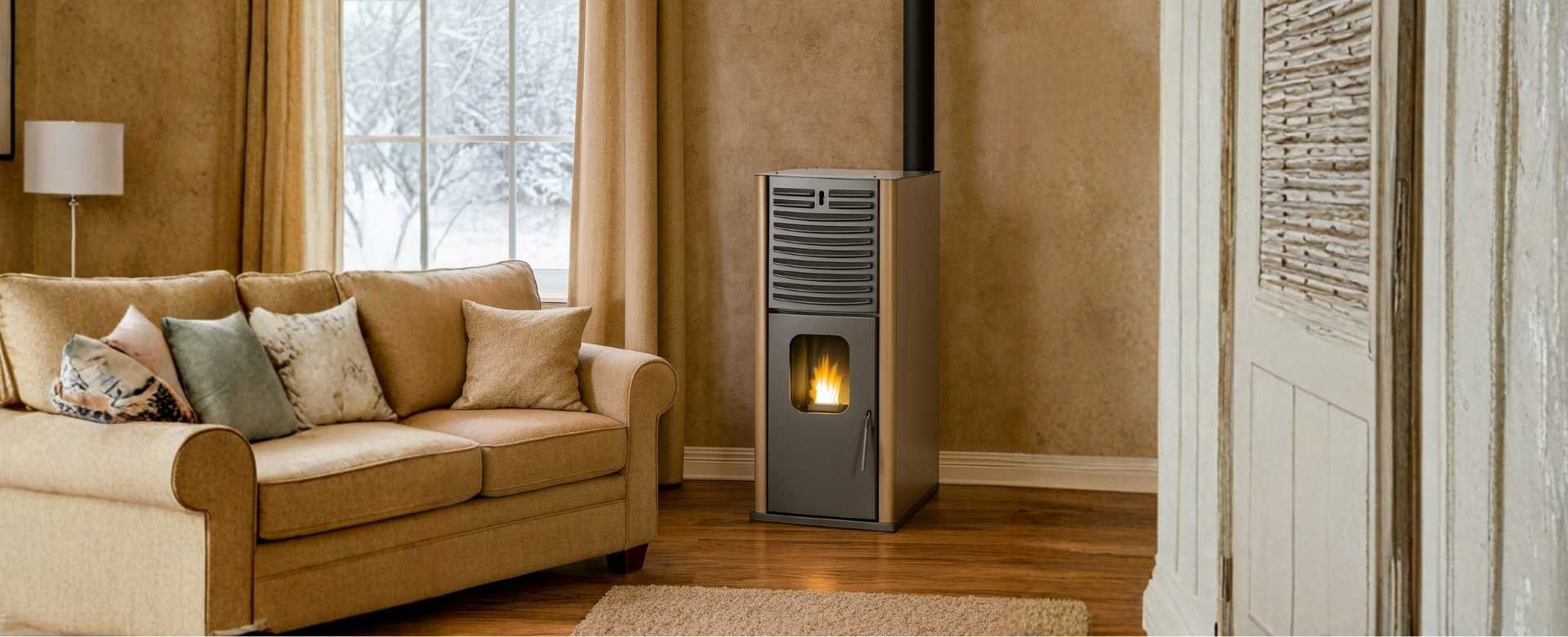 Granulu kamīns ar ūdens apvalku