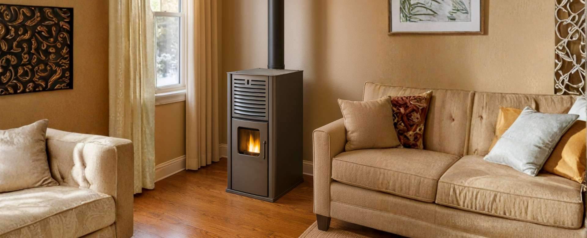 Granulu kamīns ar ūdens apvalku